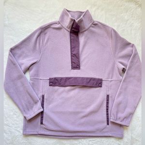 Lands End Sweater Women Medium Lavender Fleece‎ Pastel Casual Athleisure Lounge